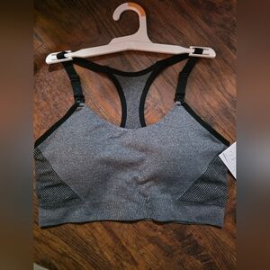 Auden Gray Seamless Racerback Nursing Bralette with Black Trim